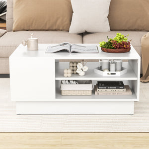 Modern Coffee Table with 2-Tier Open Storage Shelves-White view 6