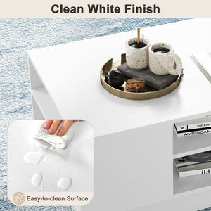 Modern Coffee Table with 2-Tier Open Storage Shelves-White view 8