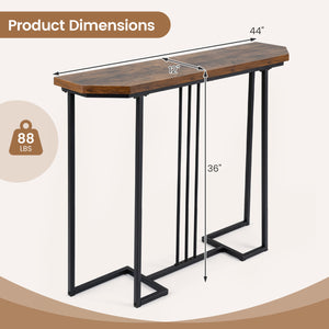 Modern Console Table Narrow Entryway Table with Metal Legs-Rustic Brown view 5