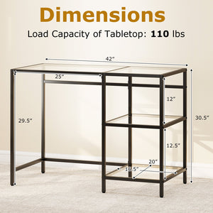 Modern Console Table with 2 Open Shelves and Metal Frame-Black view 5