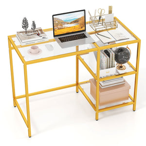 Modern Console Table with 2 Open Shelves and Metal Frame-Golden view 4