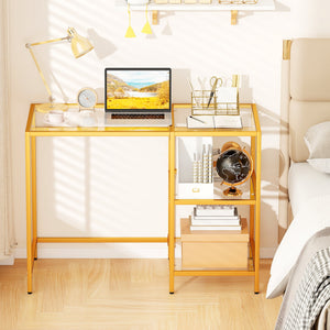 Modern Console Table with 2 Open Shelves and Metal Frame-Golden view 6