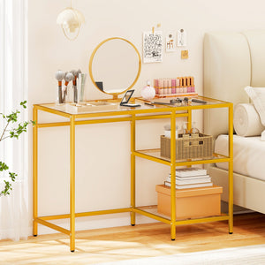 Modern Console Table with 2 Open Shelves and Metal Frame-Golden view 7