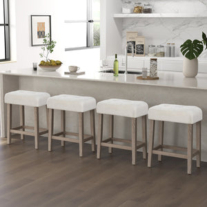 Modern Counter Height Bar Stools Set of 2 with Rubber Wood Legs-White and Gray view 7
