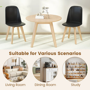 Modern Dining Chair Set of 2 with Solid Beech Wood Legs and Tilt Backrest-Black view 9