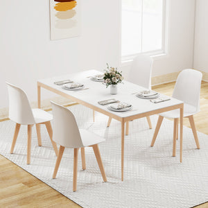 Modern Dining Chair Set of 2 with Solid Beech Wood Legs and Tilt Backrest-White view 3