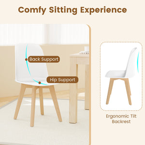 Modern Dining Chair Set of 2 with Solid Beech Wood Legs and Tilt Backrest-White view 7