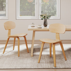 Modern Dining Chair Set of 2 with Wide Seat-Natural view 2