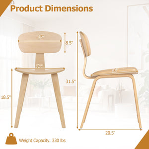 Modern Dining Chair Set of 4 with Wide Seat-Natural view 4