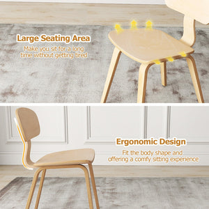 Modern Dining Chair Set of 4 with Wide Seat-Natural view 7