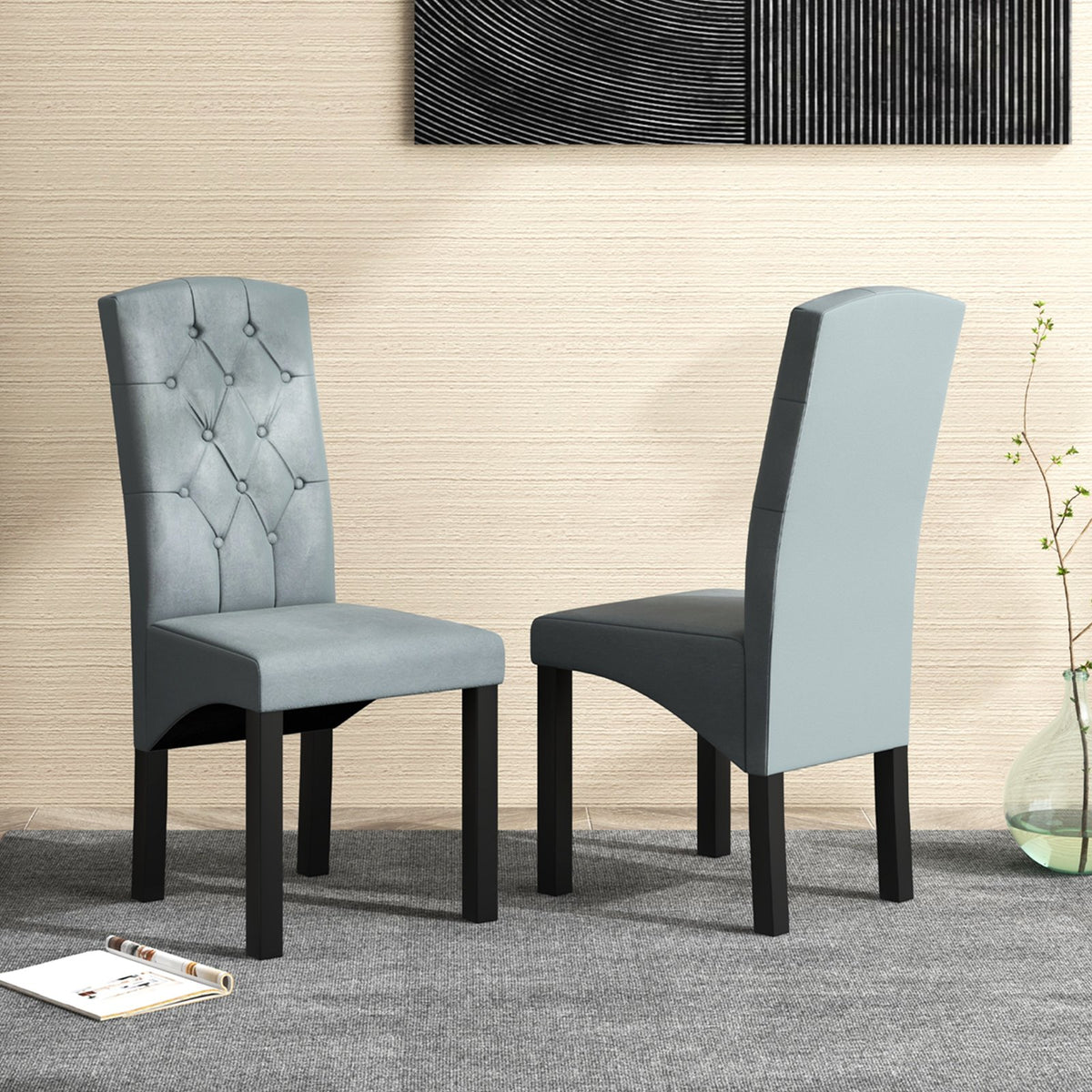 Modern Dining Chair with High Backrest High-density Sponge Cushion-Dark Gray view 2