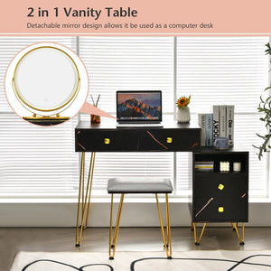 Modern Dressing Table with Storage Cabinet-Black view 9