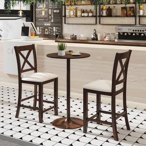 Modern Farmhouse Counter Height Stools with Footrest and Cushion-Walnut view 2
