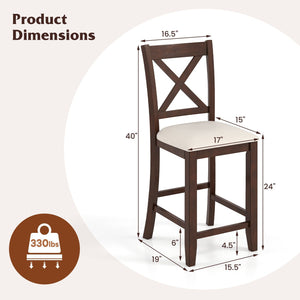 Modern Farmhouse Counter Height Stools with Footrest and Cushion-Walnut view 4