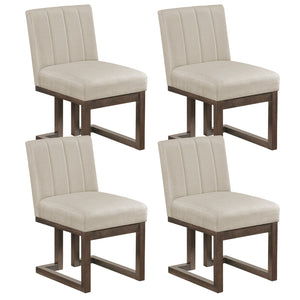 Modern Farmhouse Fabric Dining Chairs Set of 4 with 5.5 inches Thickened Padded Seat-Walnut