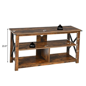 Modern Farmhouse TV Stand Entertainment Center for TV's up to 55-Inch with Open Shelves-Brown view 5