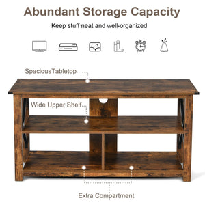 Modern Farmhouse TV Stand Entertainment Center for TV's up to 55-Inch with Open Shelves-Brown view 7