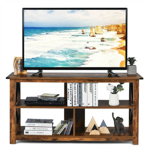 Modern Farmhouse TV Stand Entertainment Center for TV's up to 55-Inch with Open Shelves-Brown view 9
