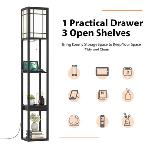 Modern Floor Lamp with Shelves and Drawer view 8