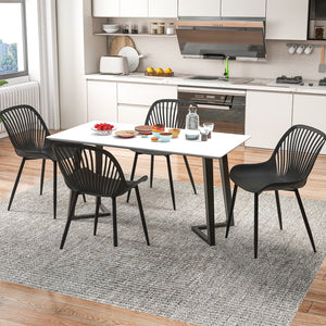 Modern Kitchen Chairs with Metal Legs, Cutout Backrest, Curved Seat for Dining Room Home Office-Black view 3