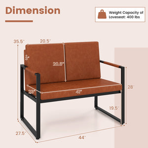 Modern Loveseat Sofa 2 Seater Small Couch-Brown view 5