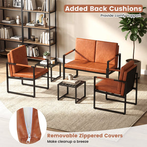 Modern Loveseat Sofa 2 Seater Small Couch-Brown view 6