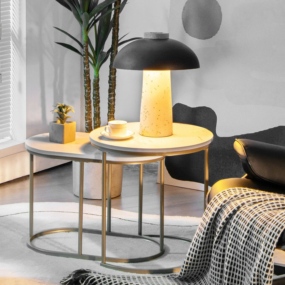 Modern Nesting Coffee Table Set of 2-White view 2