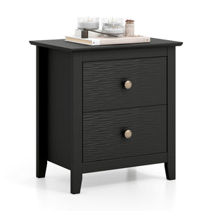 Modern Nightstand with 2 Drawers for Small Spaces-Black view 4