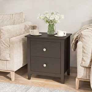 Modern Nightstand with 2 Drawers for Small Spaces-Brown view 3