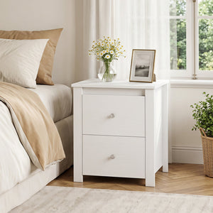 Modern Nightstand with 2 Drawers for Small Spaces-White view 3