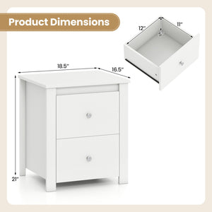 Modern Nightstand with 2 Drawers for Small Spaces-White view 5