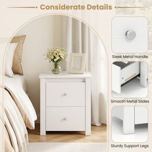 Modern Nightstand with 2 Drawers for Small Spaces-White view 6
