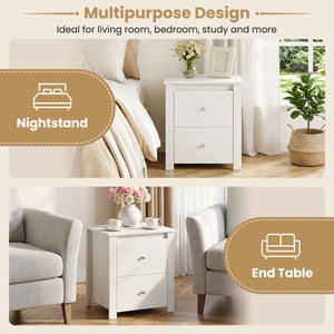 Modern Nightstand with 2 Drawers for Small Spaces-White view 7