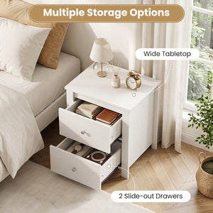 Modern Nightstand with 2 Drawers for Small Spaces-White view 8