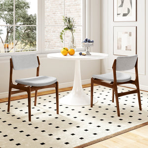 Modern Padded Dining Chairs with Rubber Wood Legs Set of 2-Brown view 2