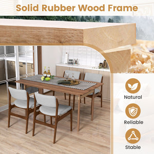 Modern Padded Dining Chairs with Rubber Wood Legs Set of 4-Brown view 5