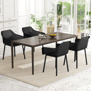 Modern Plastic Dining Chairs Set of 2 Kitchen Armchairs with Breathable Mesh Backres-Black view 3