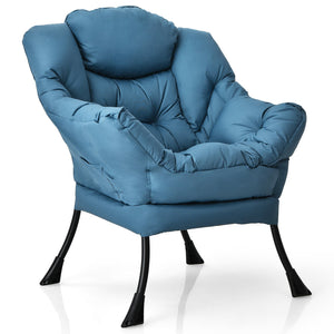 Modern Polyester Fabric Lazy Chair with Steel Frame and Side Pocket-Navy view 8