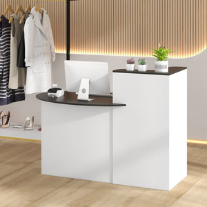 Modern Reception Desk Front Counter Desk with Oval Tabletop-Black view 2