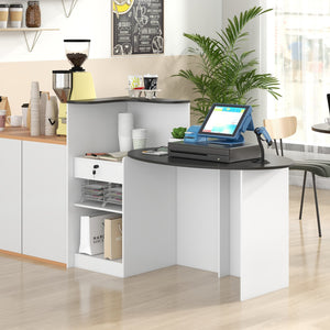 Modern Reception Desk Front Counter Desk with Oval Tabletop-Black view 3