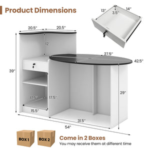 Modern Reception Desk Front Counter Desk with Oval Tabletop-Black view 5