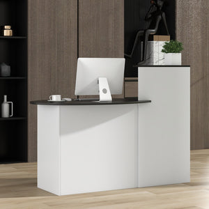 Modern Reception Desk Front Counter Desk with Oval Tabletop-Black view 6
