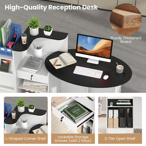 Modern Reception Desk Front Counter Desk with Oval Tabletop-Black view 7