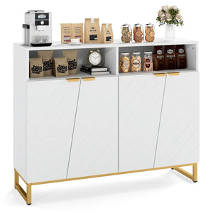 Modern Sideboard Cabinet with 4 Doors and Adjustable Shelves-White view 4