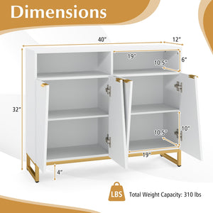 Modern Sideboard Cabinet with 4 Doors and Adjustable Shelves-White view 5