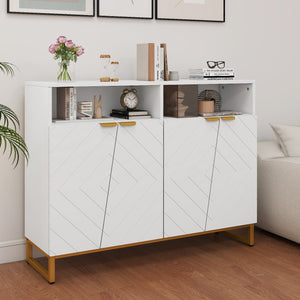 Modern Sideboard Cabinet with 4 Doors and Adjustable Shelves-White view 6
