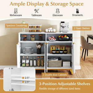 Modern Sideboard Cabinet with 4 Doors and Adjustable Shelves-White view 8