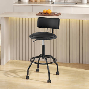 Modern Swivel Height Adjustable Bar Stool with Backrest-Black view 2