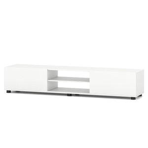 Modern TV Stand for up to 70 inches TVs Minimalist Entertainment Center with 2 Doors and Open Shelves-White