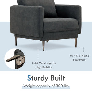 Modern Upholstered Accent Chair with Removable Backrest Cushion-Gray view 6